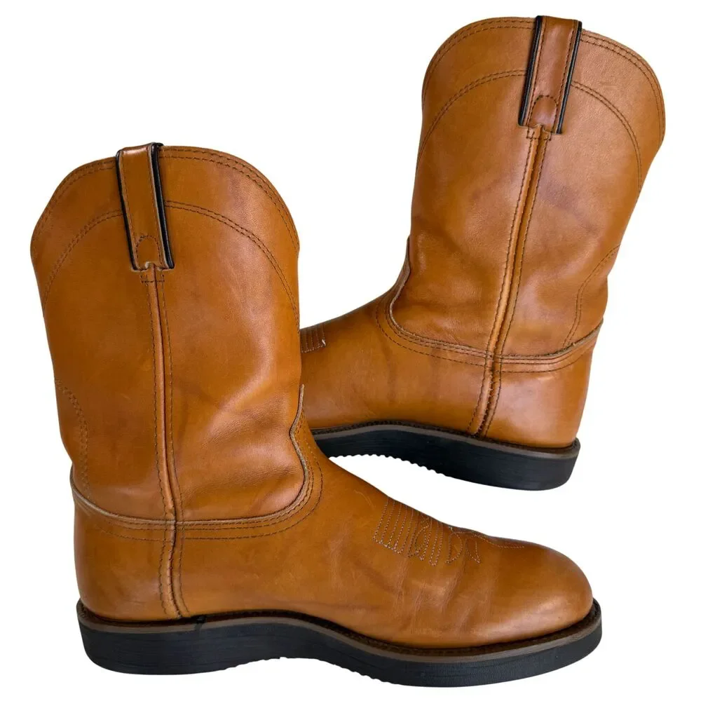 Durango Comfort Core Men 9 -9.5 Tan Leather Western Work Boot Oil Slip Resistant